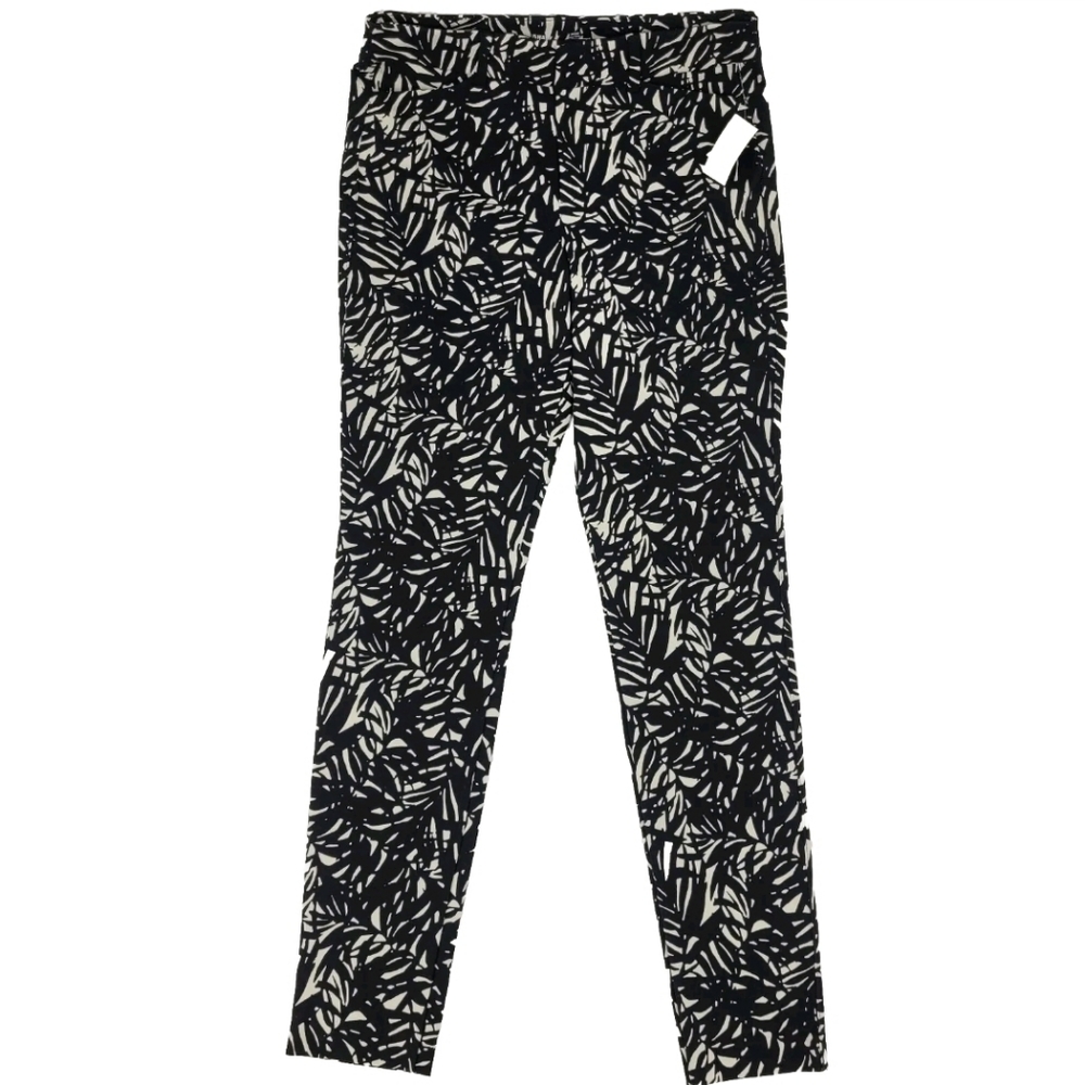 Old Navy Pixie Pants High Rise Secret Slim Pockets Black White Leaf Size 6 NEW